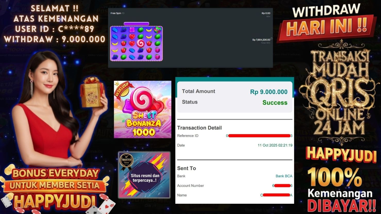 HAPPYJUDI JACKPOT SLOT SWEET BONANZA 1000